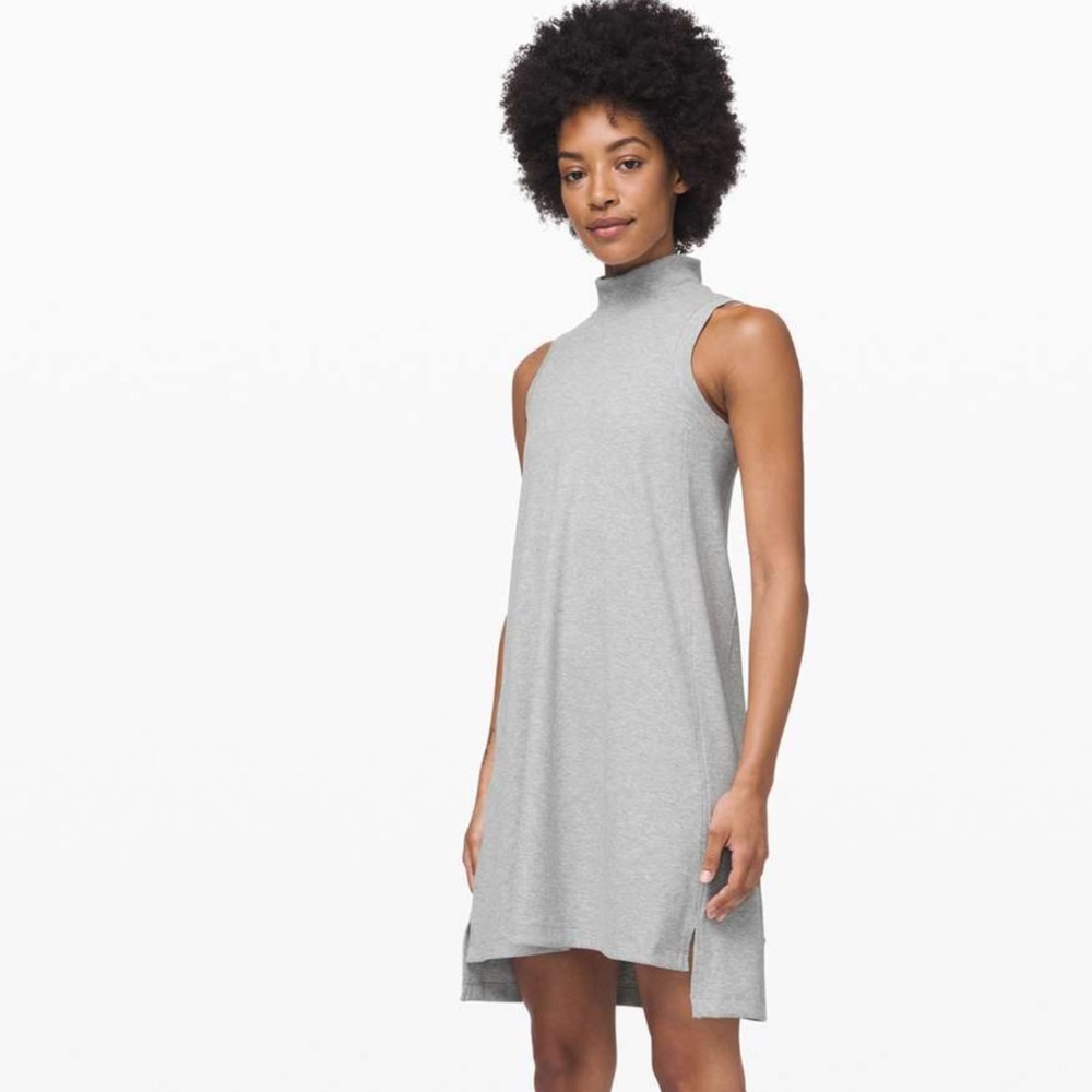 Sleeveless Mock Neck Shift Dress - Gray